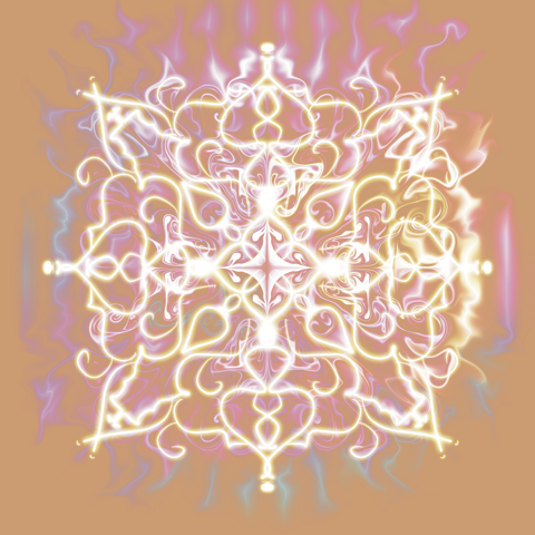 Glowing ivory 11:11 mandala with soft pink and lavender accents